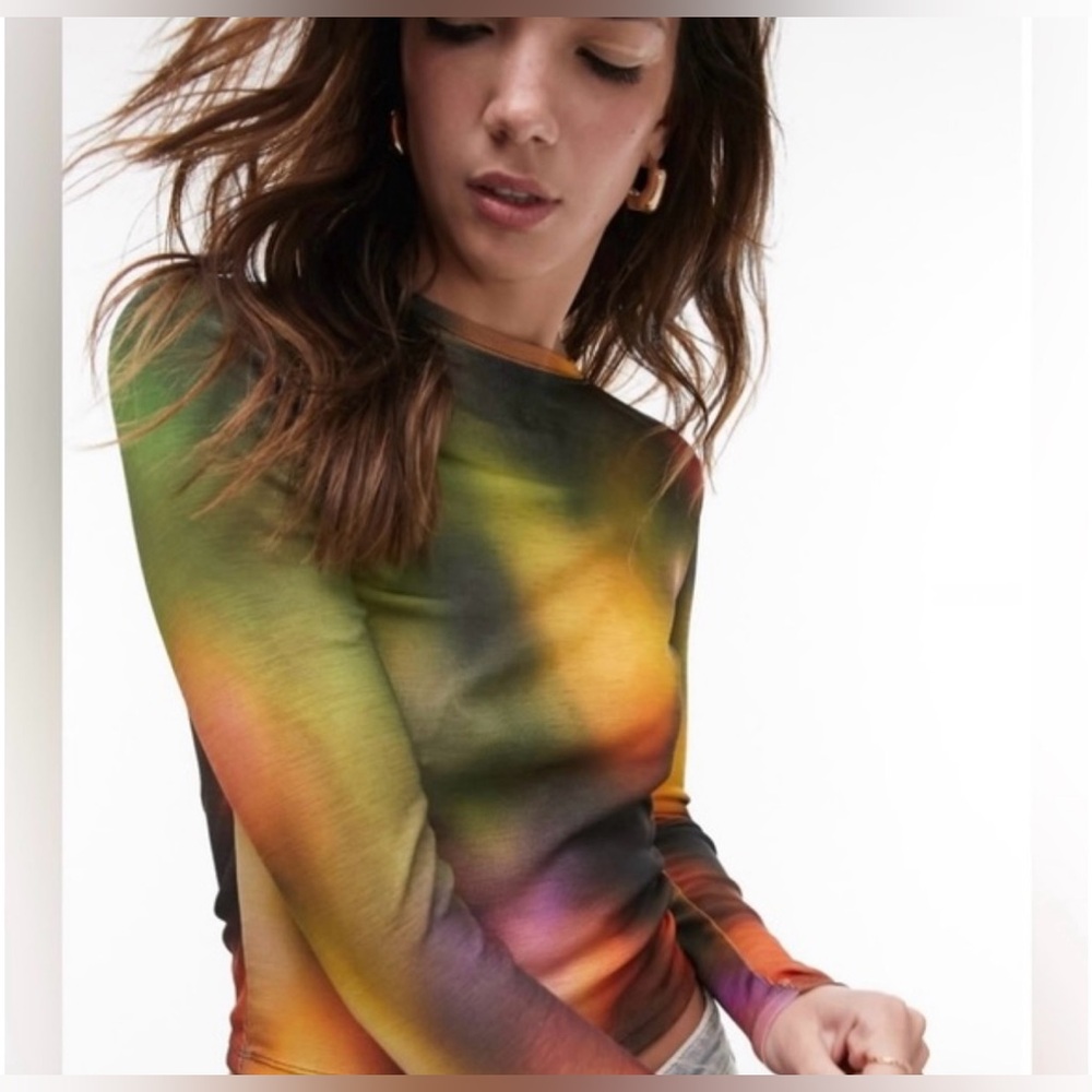Topshop Tie Dye Long Sleeve Tee Size Small